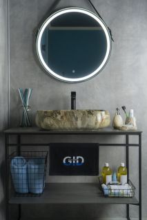 Раковина Gid Mnc186 54423 накладная под камень глянцевая 56x42x14